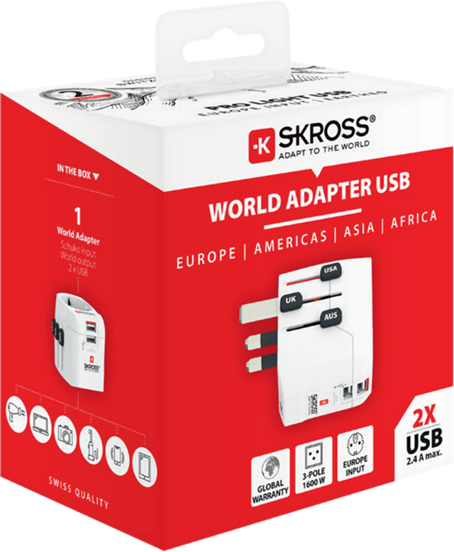 SKROSS PRO Light USB 変換プラグ SKROSS PRO Light USB 2xA Travel Adapter